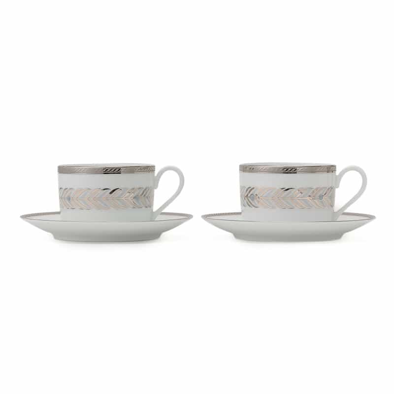 Noritake ノリタケ×バーニーズ　ニューヨーク カップ＆ソーサーセット　“プラチナフェザー" WHITE