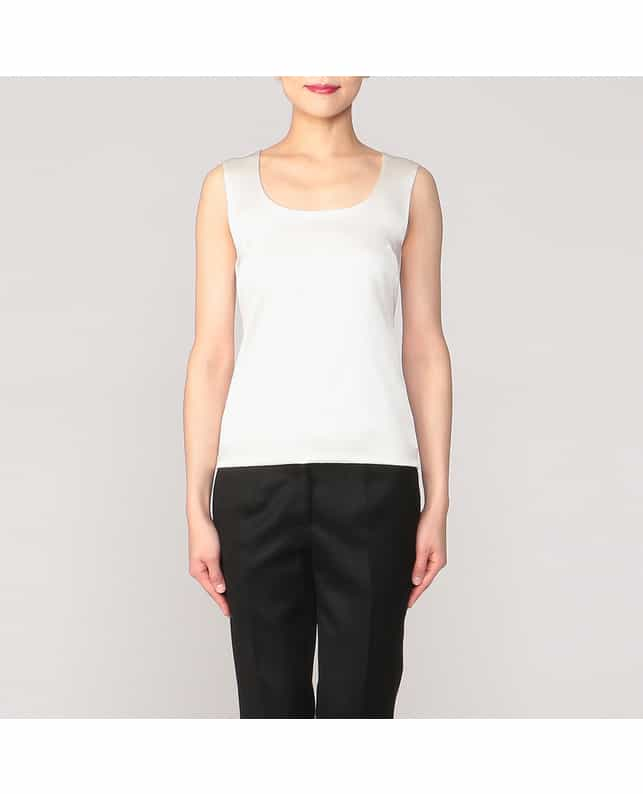 BARNEYS NEW YORK シルクストレッチタンクトップ WHITE