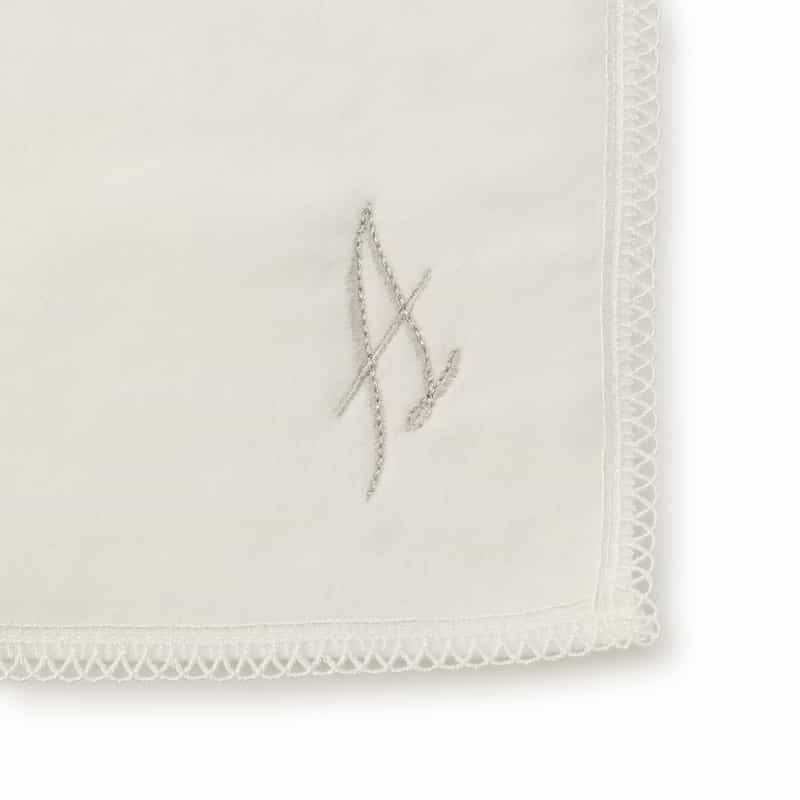 BARNEYS NEW YORK イニシャルレースタオルハンカチ "A" WHITE