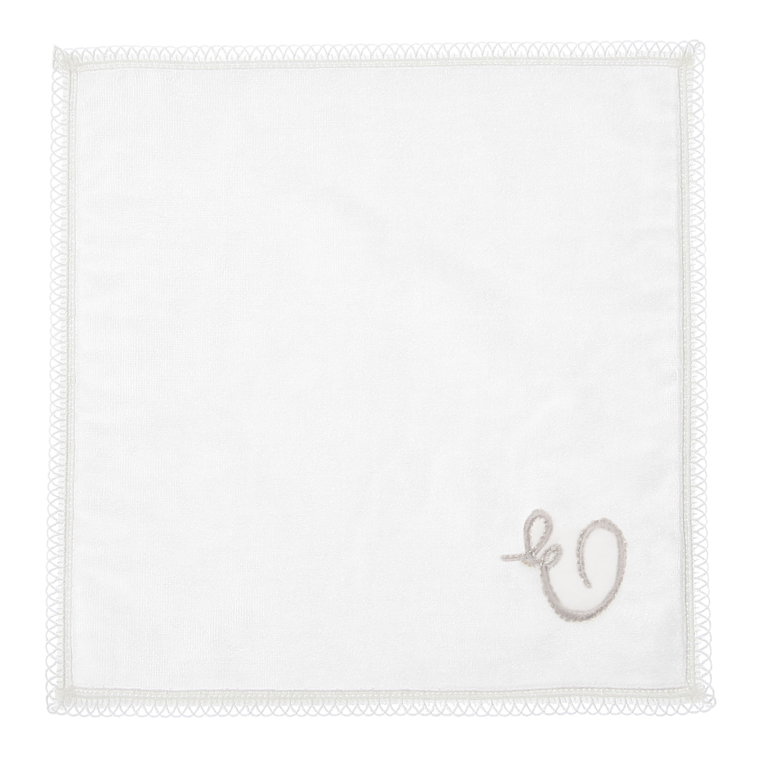 イニシャルレースタオルハンカチ "E"