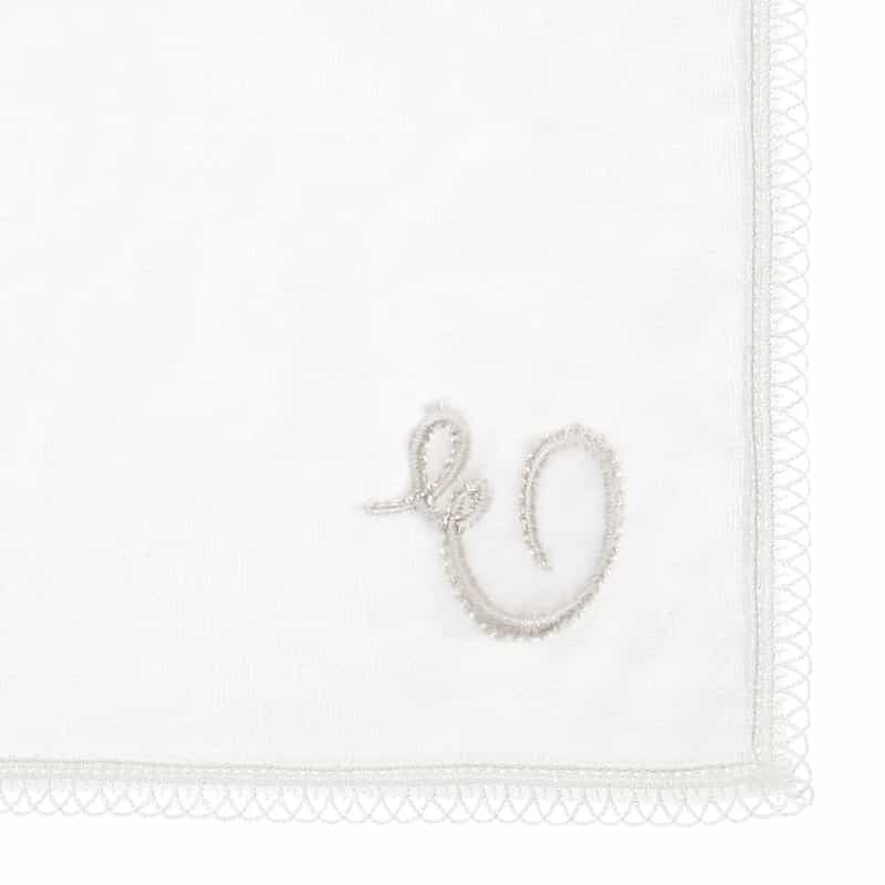 BARNEYS NEW YORK イニシャルレースタオルハンカチ "E" WHITE