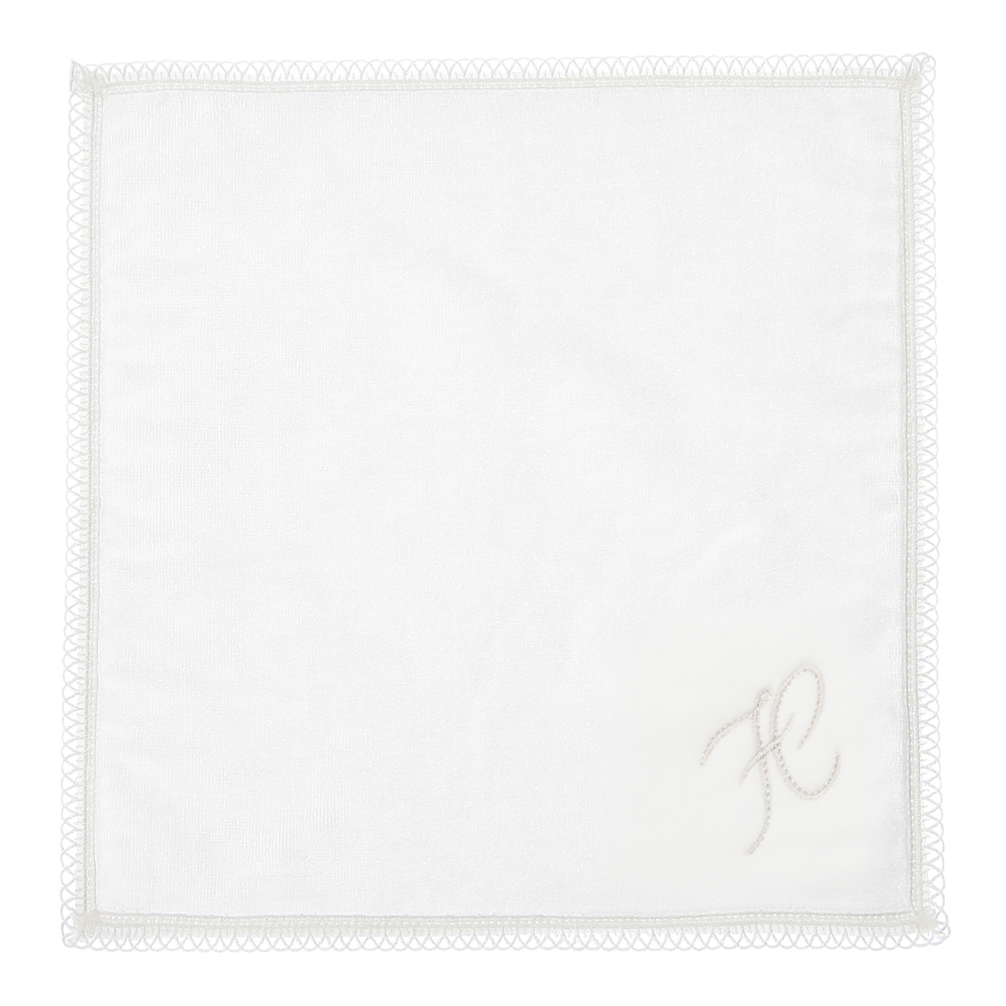 イニシャルレースタオルハンカチ “H"