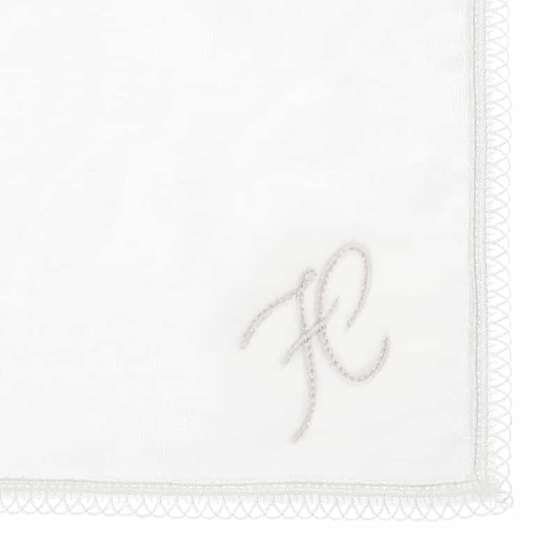 BARNEYS NEW YORK イニシャルレースタオルハンカチ “H" WHITE