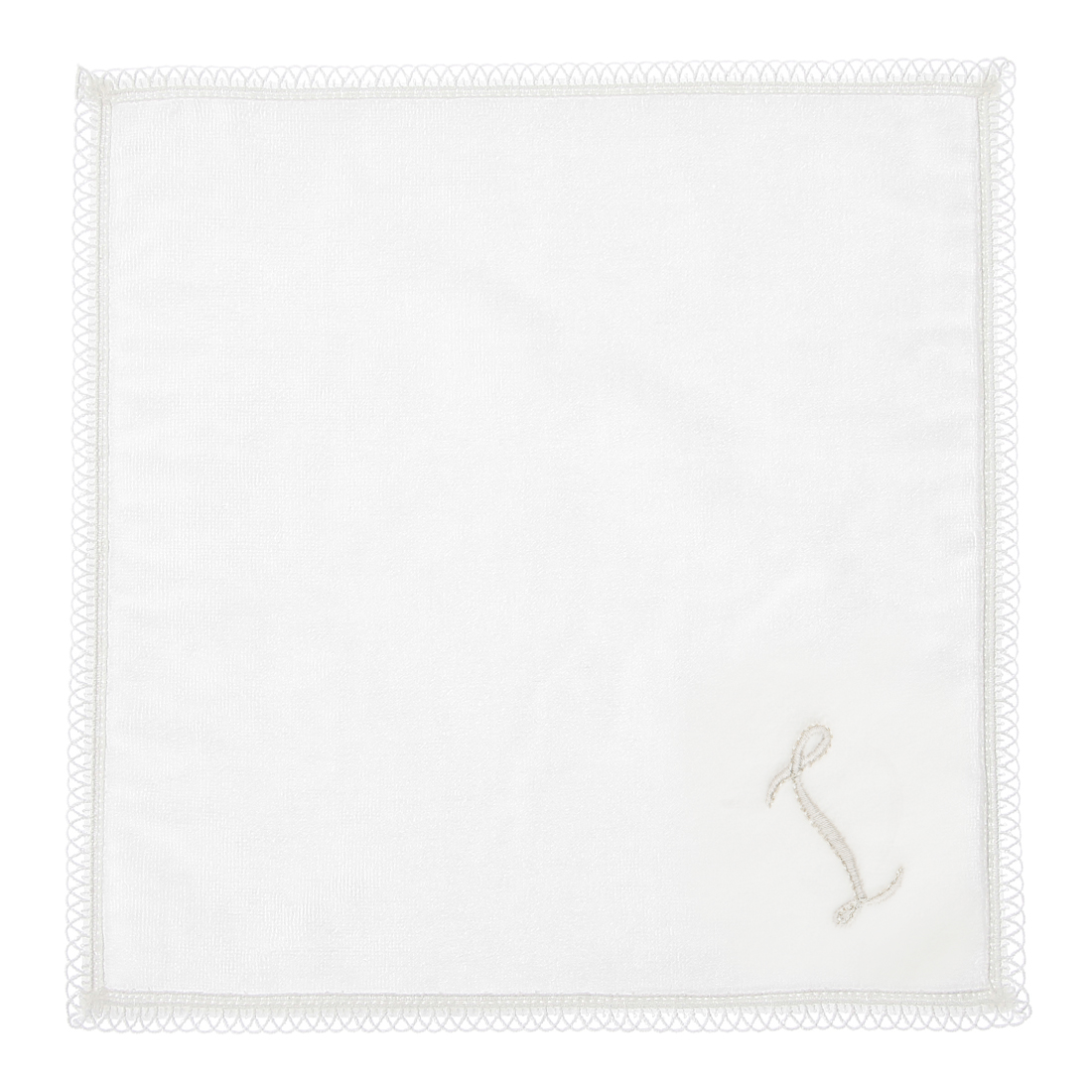イニシャルレースタオルハンカチ “I"