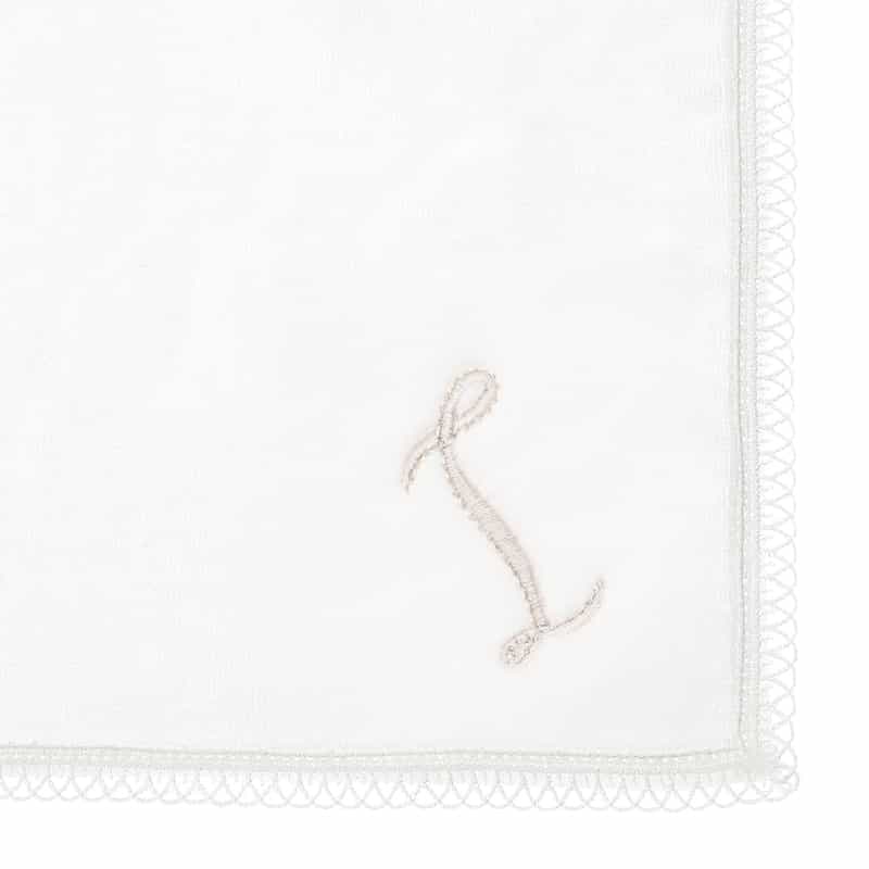 BARNEYS NEW YORK イニシャルレースタオルハンカチ “I" WHITE