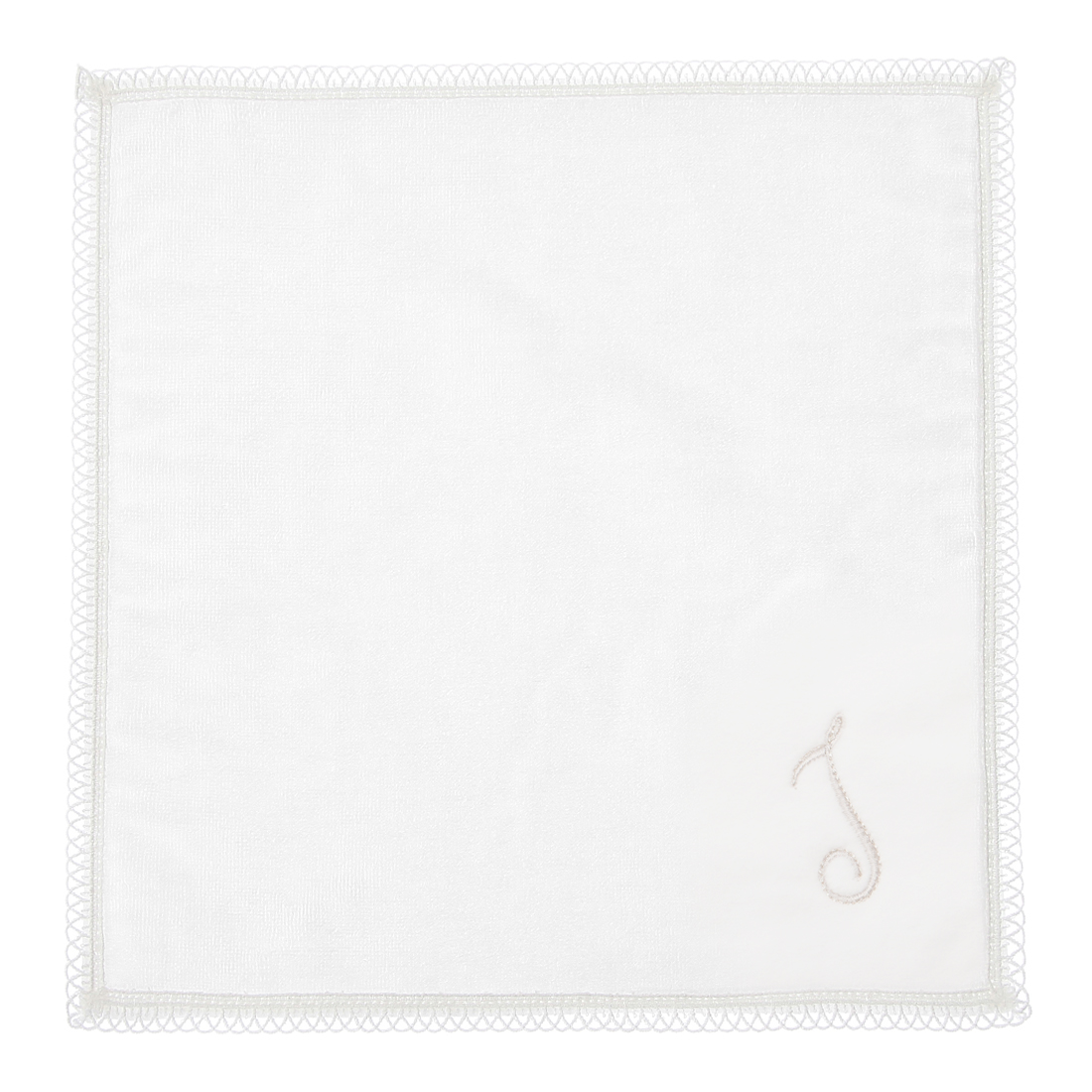 イニシャルレースタオルハンカチ “J"