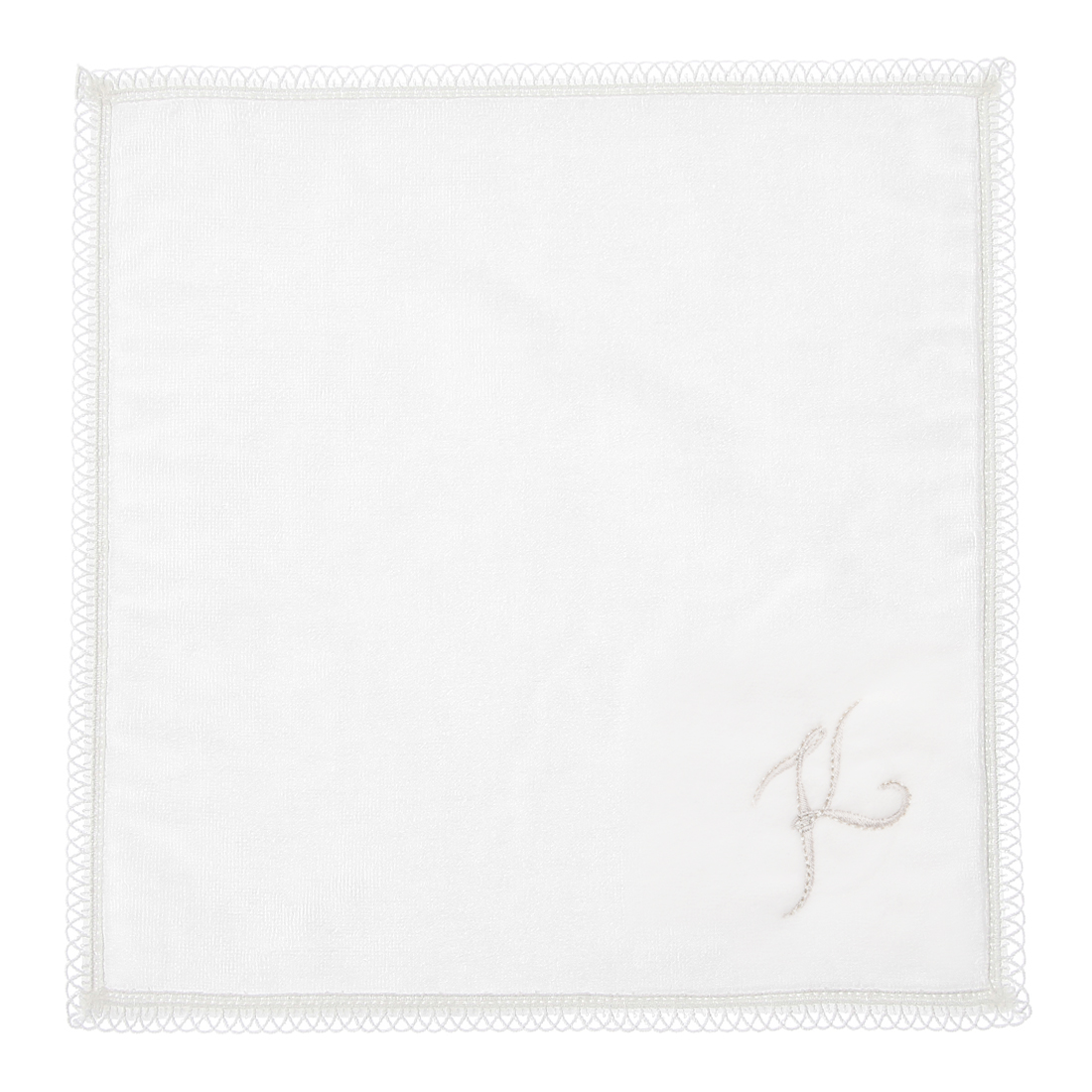 イニシャルレースタオルハンカチ “K"