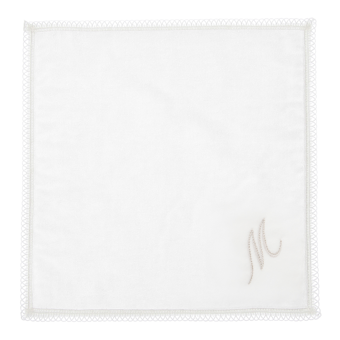 イニシャルレースタオルハンカチ “M"