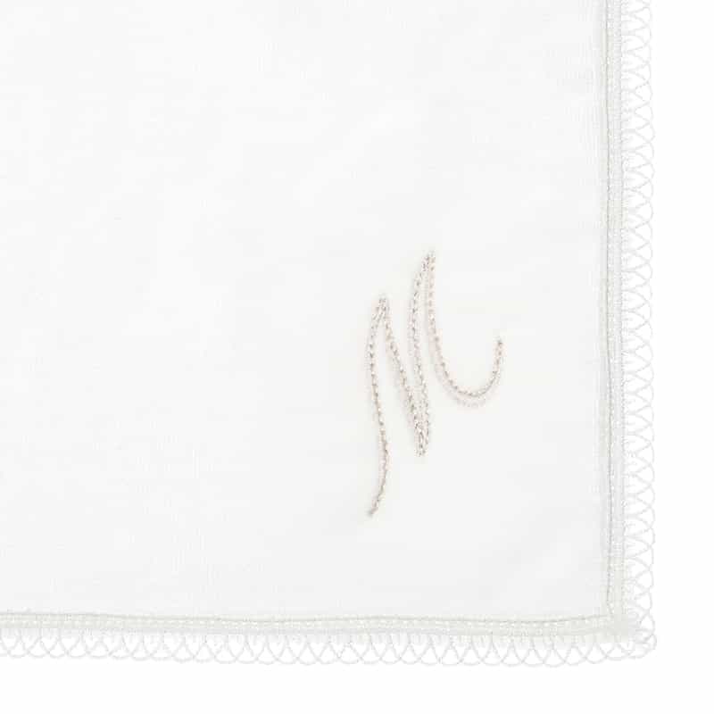 BARNEYS NEW YORK イニシャルレースタオルハンカチ “M" WHITE