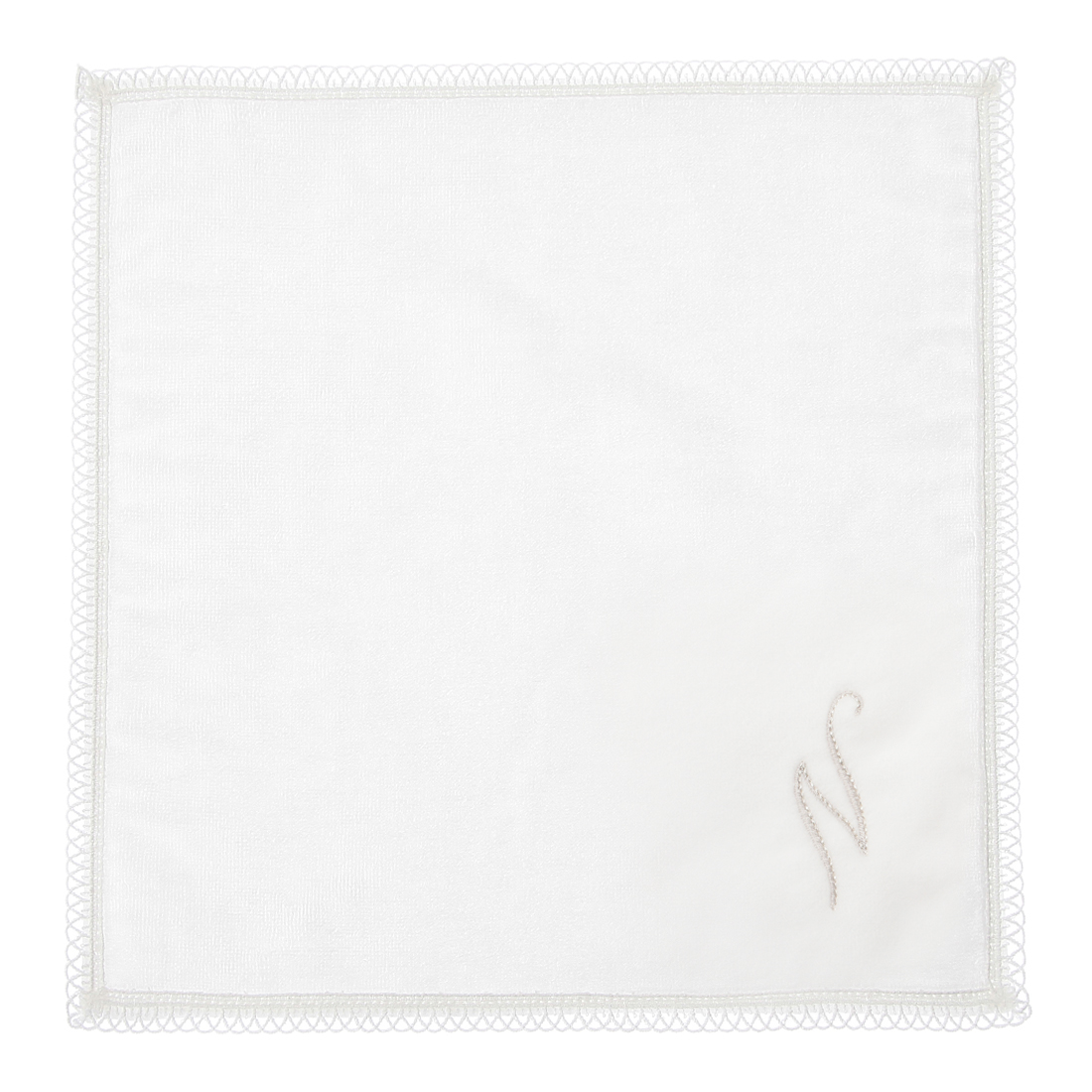 イニシャルレースタオルハンカチ “N"