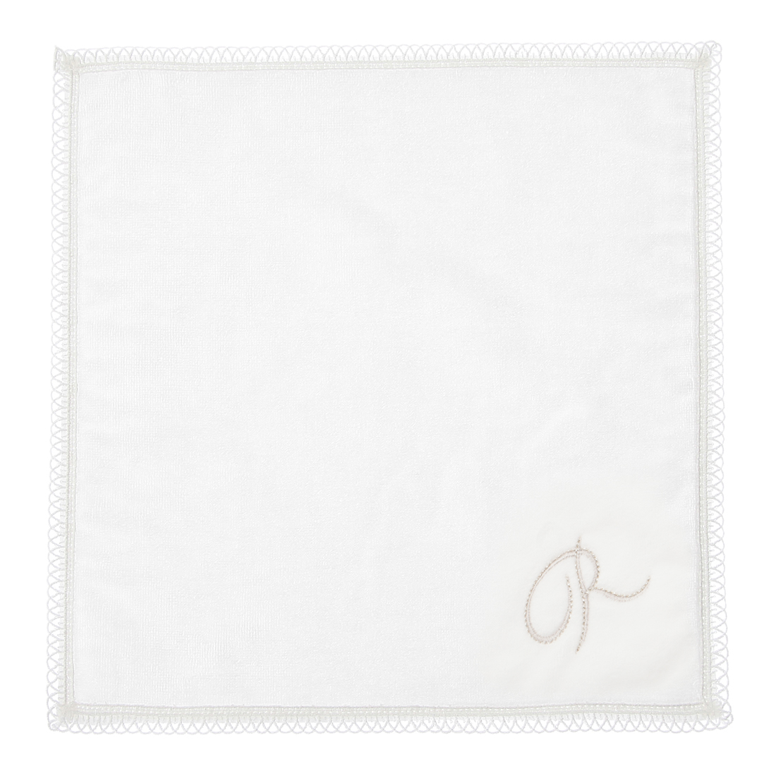 イニシャルレースタオルハンカチ “R"