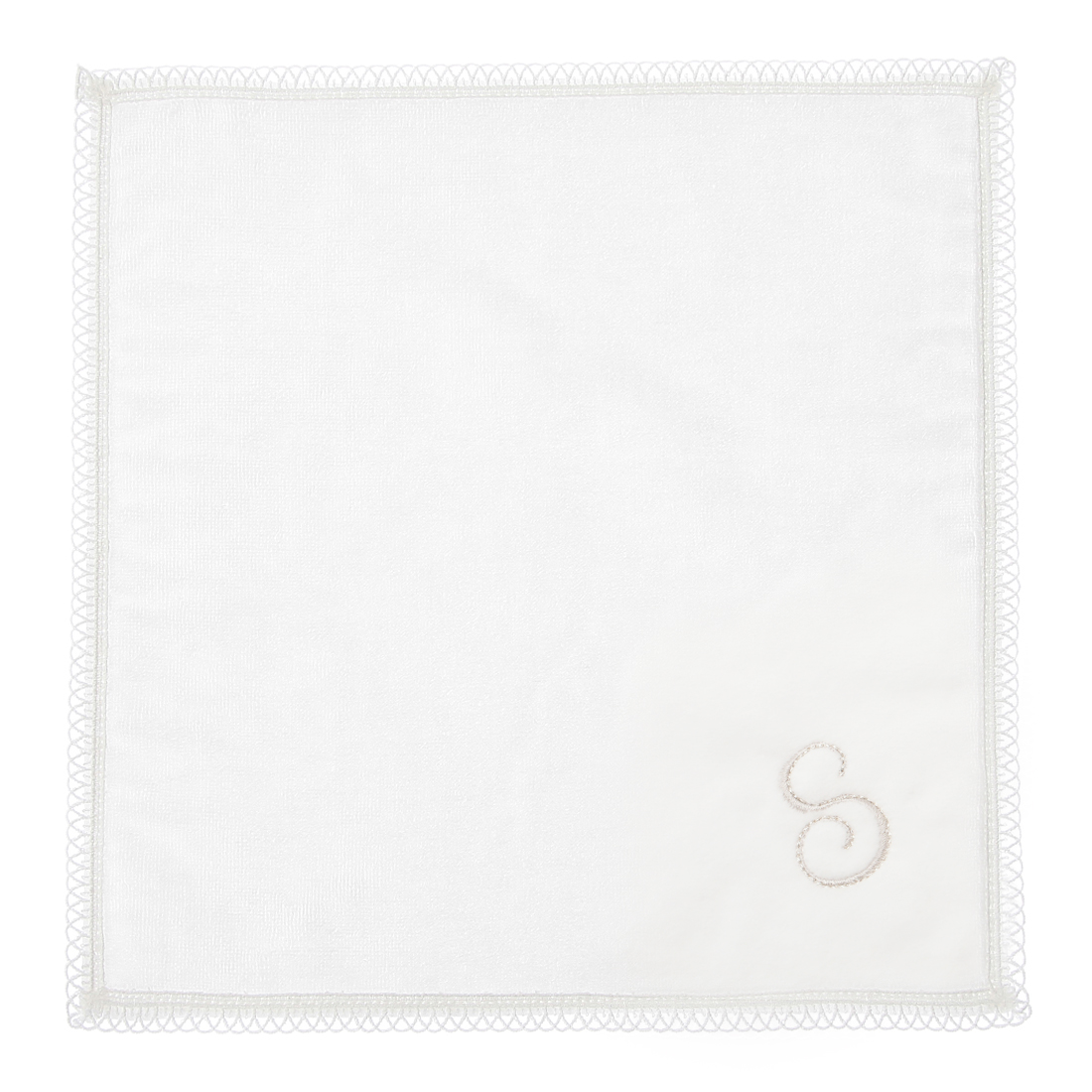イニシャルレースタオルハンカチ “S"