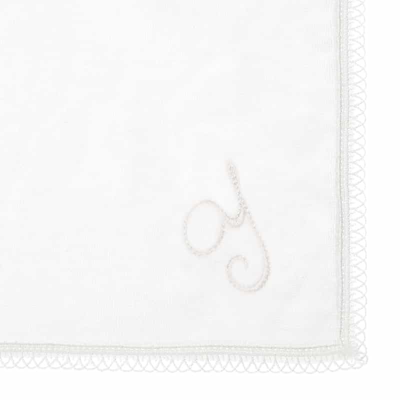 BARNEYS NEW YORK イニシャルレースタオルハンカチ “Y" WHITE