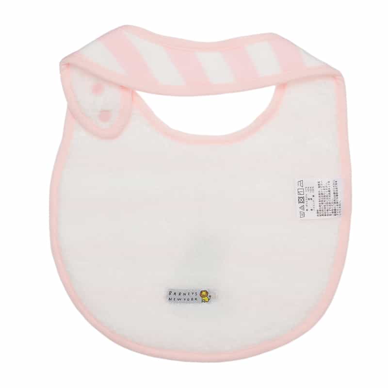 BARNEYS NEW YORK ライオン刺繍入りボーダー柄スタイ PINK