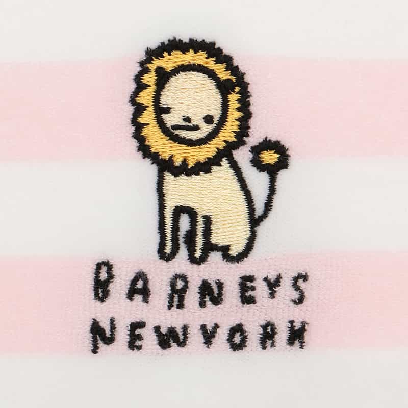 BARNEYS NEW YORK ライオン刺繍入りボーダー柄スタイ PINK