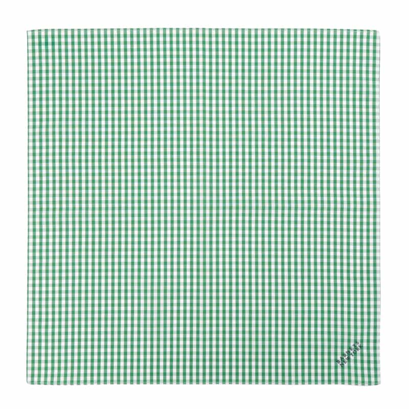BARNEYS NEW YORK ギンガムチェック柄ロゴ刺繍ハンカチ GREEN