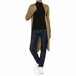 トッパー型リブニットロングカーディガン