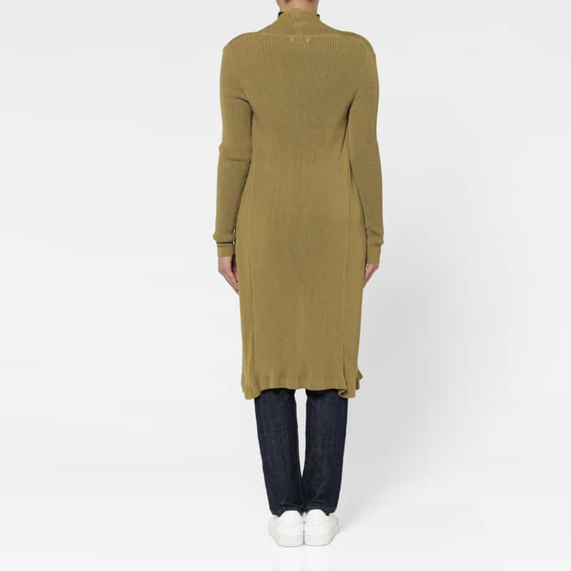 BARNEYS NEW YORK トッパー型リブニットロングカーディガン KHAKI