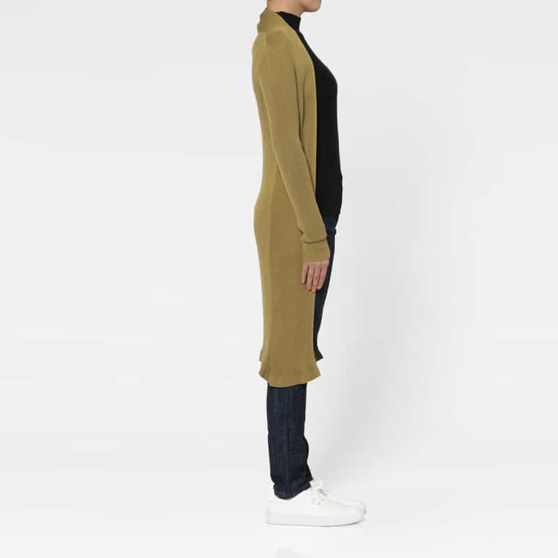 BARNEYS NEW YORK トッパー型リブニットロングカーディガン KHAKI