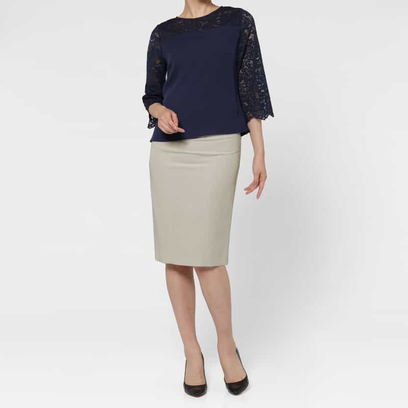 BARNEYS NEW YORK ポーラー素材タイトスカート GRAY BEIGE