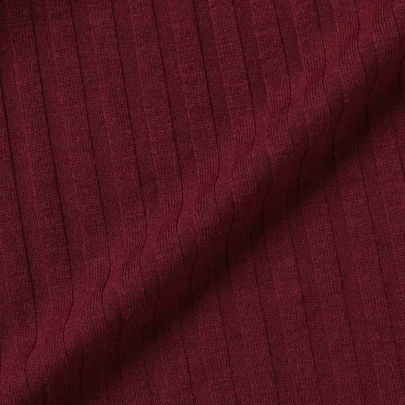 BARNEYS NEW YORK ウォッシャブル ジャージークルーネック リブニットドレス WINE