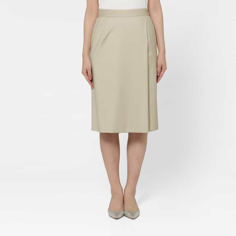 BARNEYS NEW YORK ストレッチ素材ラップデザインAラインスカート BEIGE
