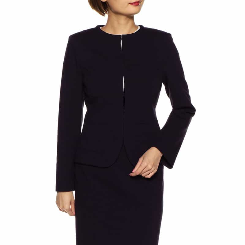 BARNEYS NEW YORK セットアップポンチノーカラージャケット NAVY