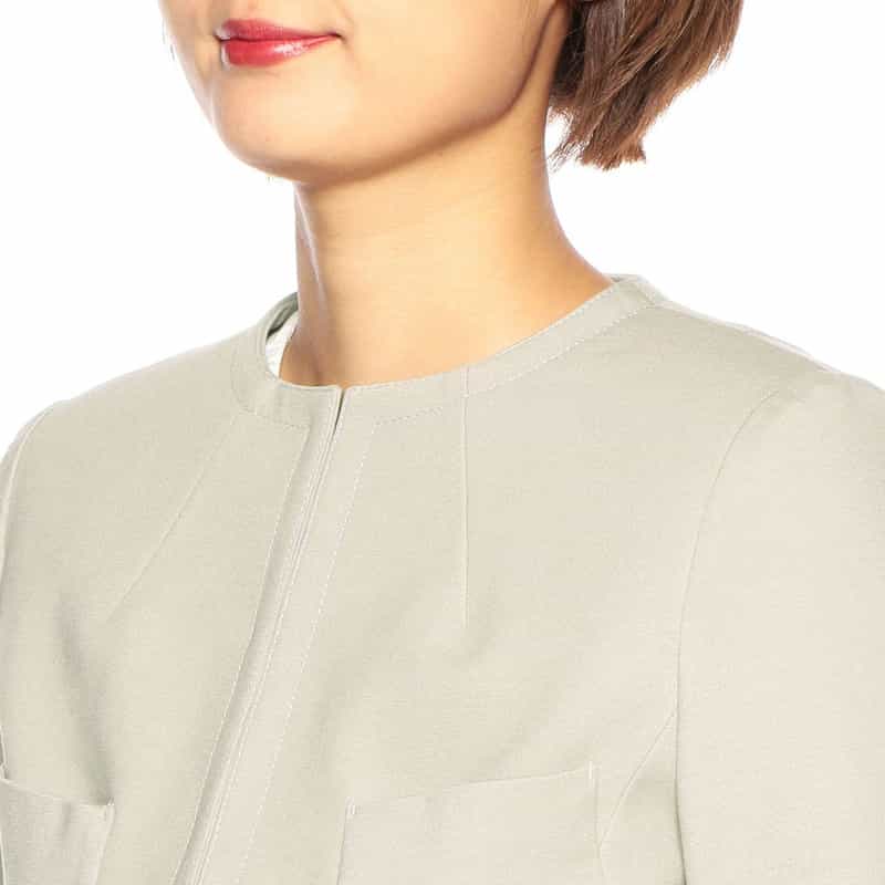BARNEYS NEW YORK セットアップポンチノーカラージャケット GRAY BEIGE