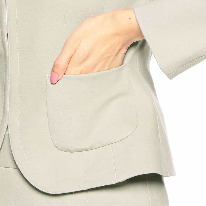 BARNEYS NEW YORK セットアップポンチノーカラージャケット GRAY BEIGE