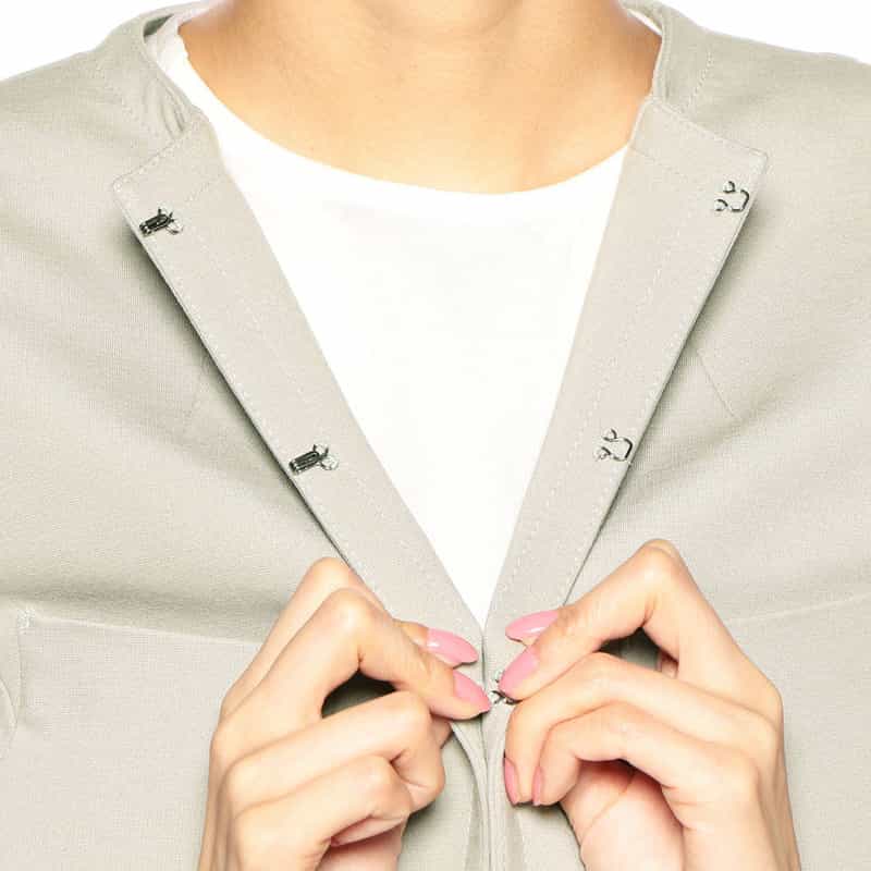 BARNEYS NEW YORK セットアップポンチノーカラージャケット GRAY BEIGE