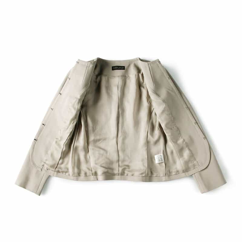 BARNEYS NEW YORK セットアップポンチノーカラージャケット GRAY BEIGE