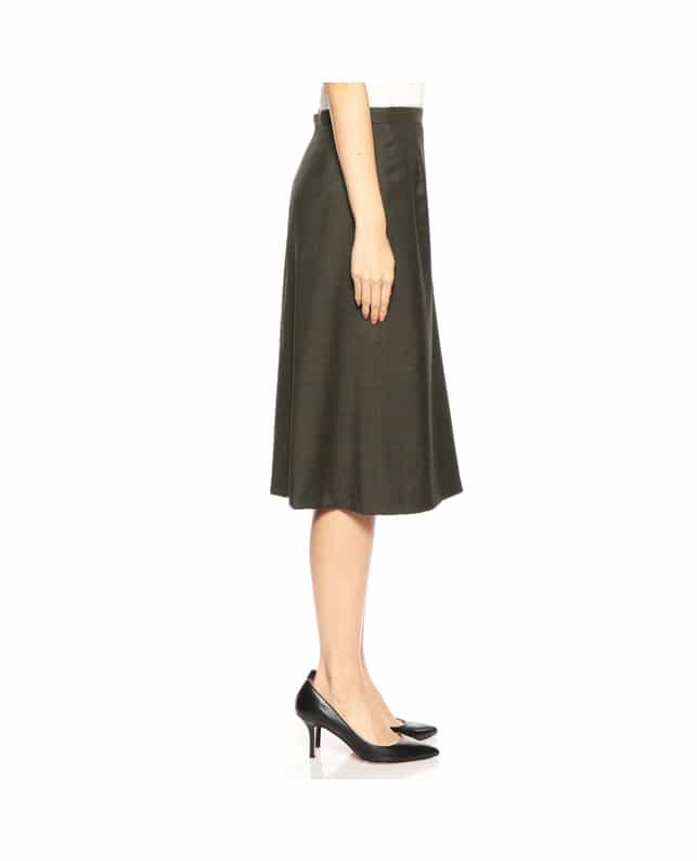 BARNEYS NEW YORK セットアップウールAラインスカート BROWN