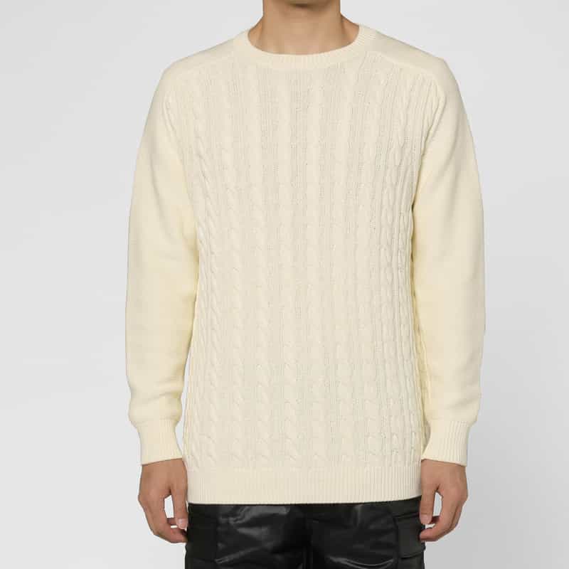 BARNEYS NEW YORK コットン素材ケーブルニットプルオーバー WHITE