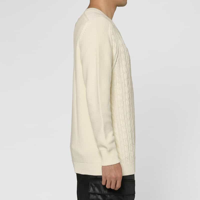BARNEYS NEW YORK コットン素材ケーブルニットプルオーバー WHITE