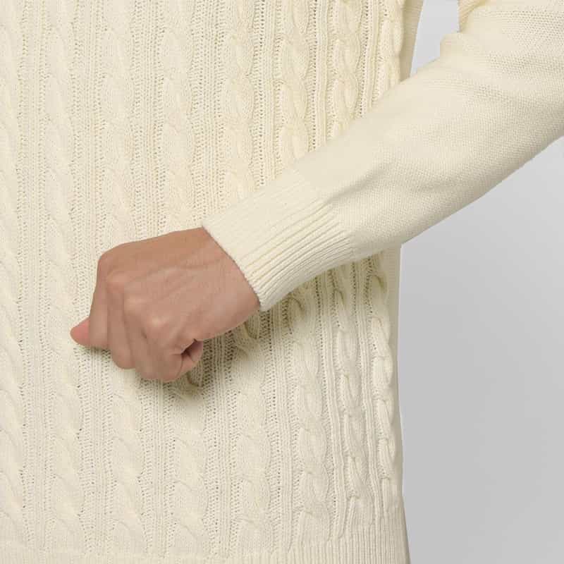 BARNEYS NEW YORK コットン素材ケーブルニットプルオーバー WHITE