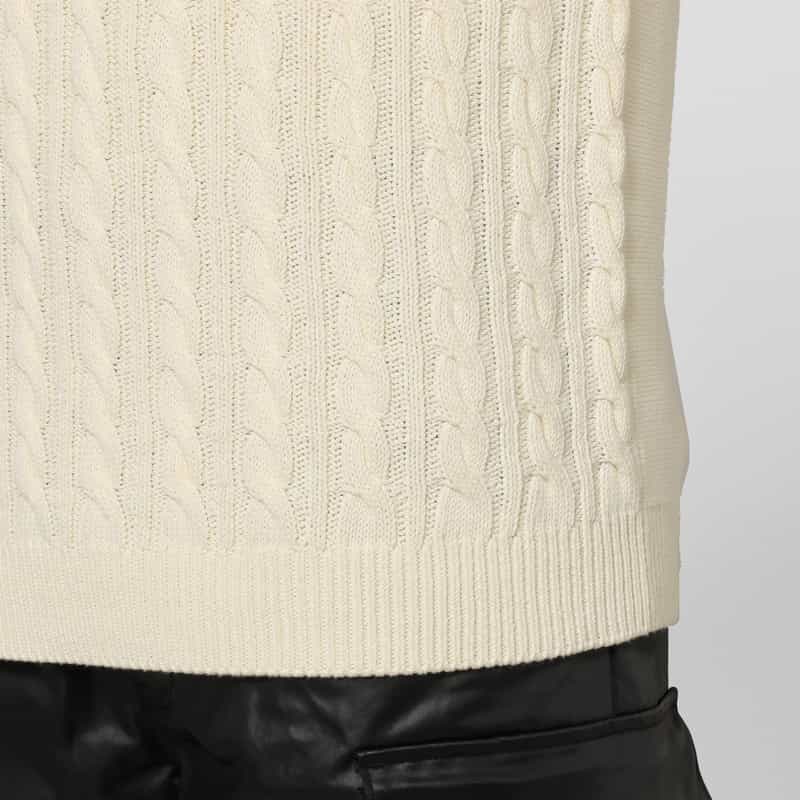BARNEYS NEW YORK コットン素材ケーブルニットプルオーバー WHITE