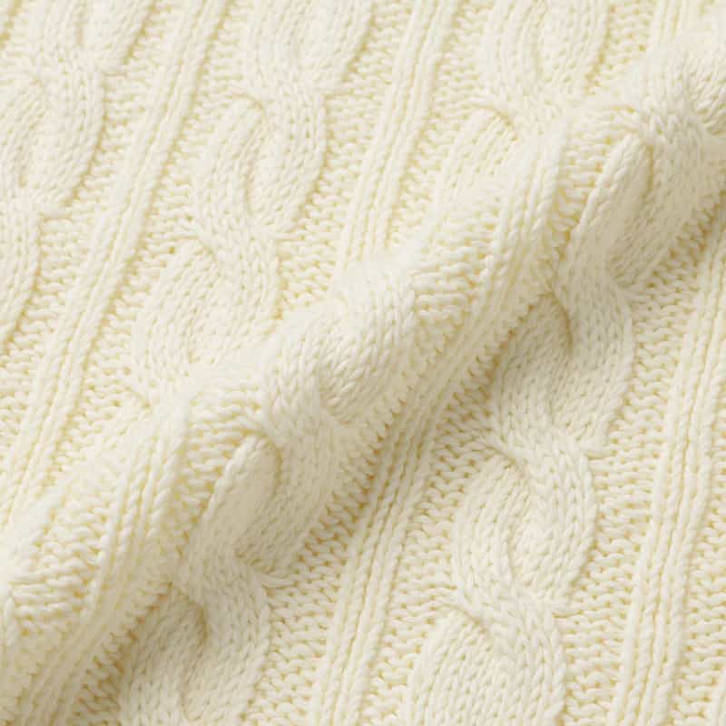 BARNEYS NEW YORK コットン素材ケーブルニットプルオーバー WHITE