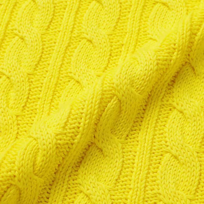 BARNEYS NEW YORK コットン素材ケーブルニットプルオーバー YELLOW