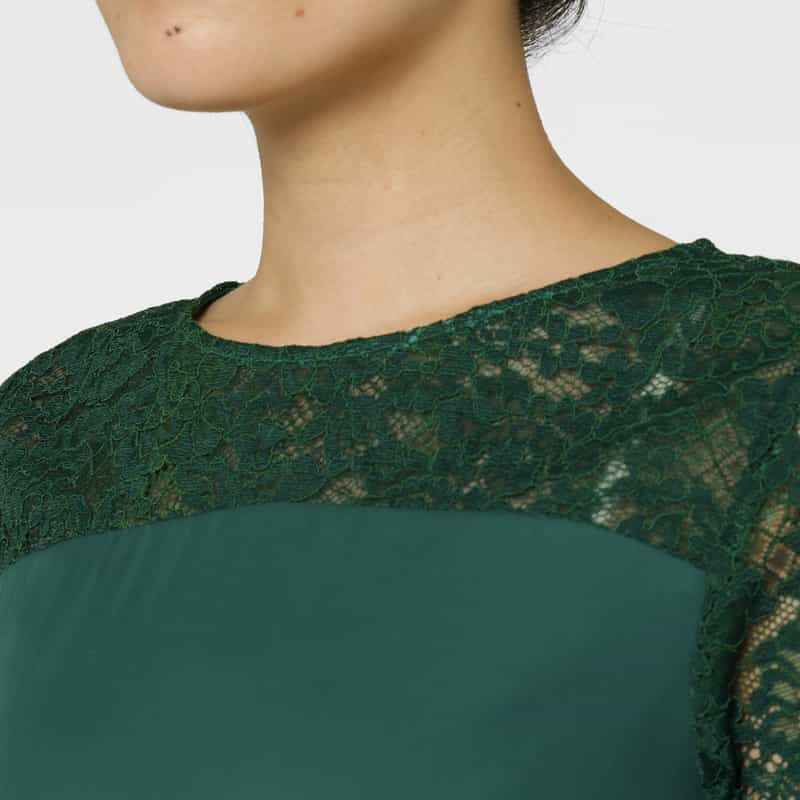 BARNEYS NEW YORK 異素材コンビネーション レースブラウス GREEN
