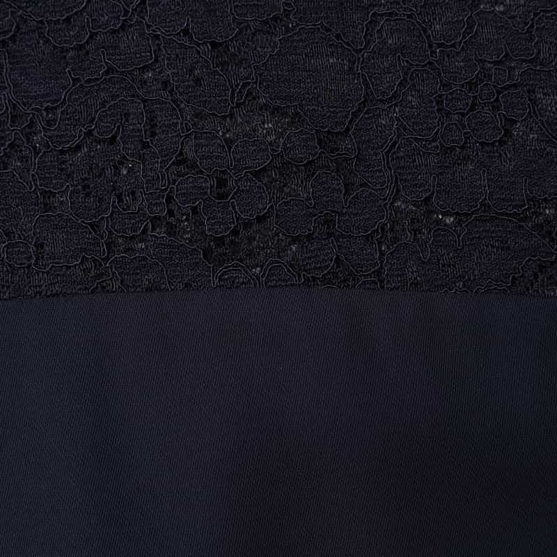 BARNEYS NEW YORK 異素材コンビネーション レースブラウス NAVY
