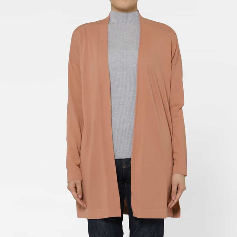 BARNEYS NEW YORK コットン素材 ロングニットトッパーカーディガン BROWN