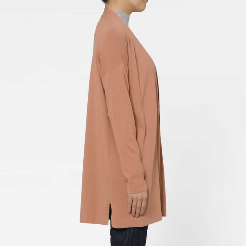 BARNEYS NEW YORK コットン素材 ロングニットトッパーカーディガン BROWN