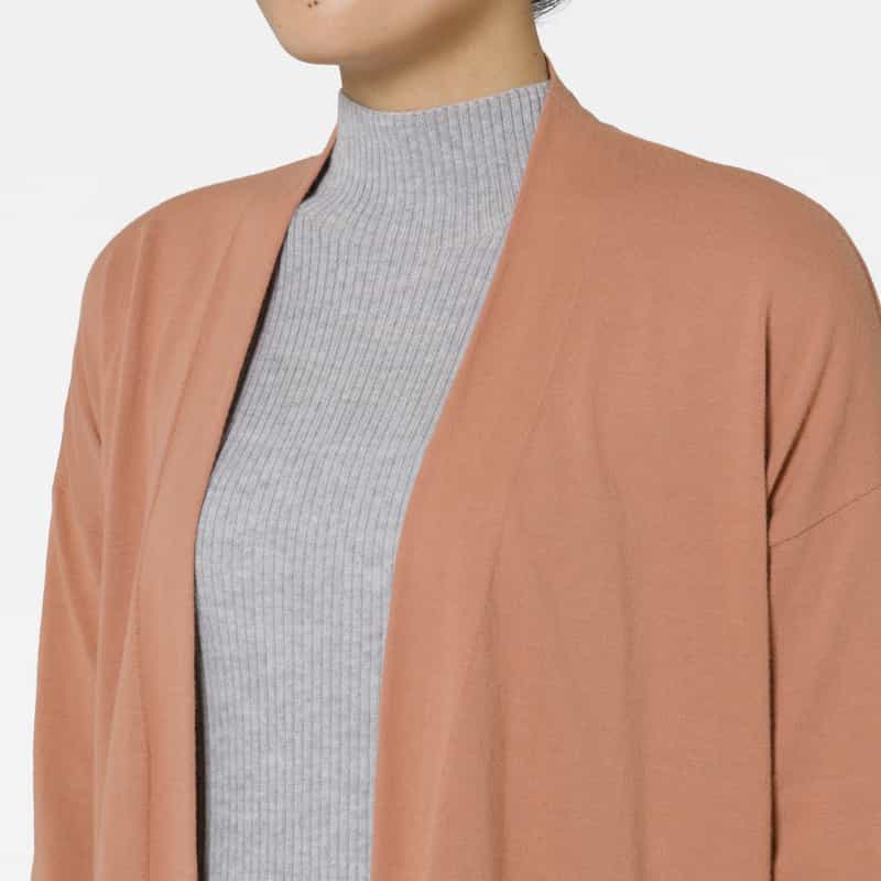 BARNEYS NEW YORK コットン素材 ロングニットトッパーカーディガン BROWN