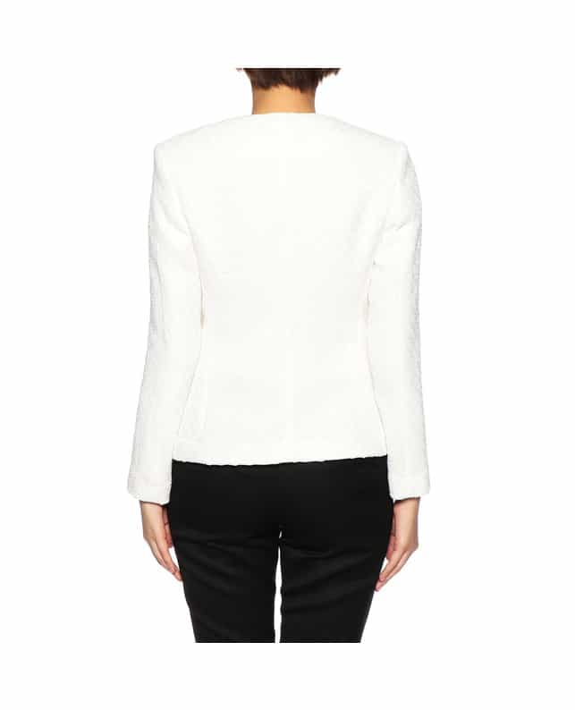 BARNEYS NEW YORK セットアップツイードノーカラージャケット WHITE