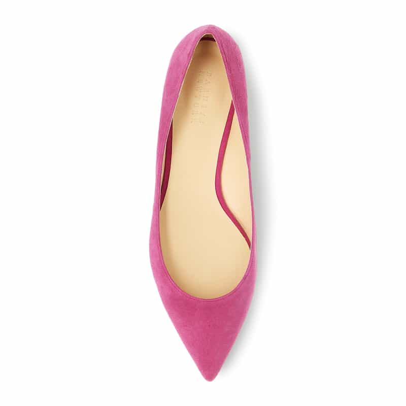 BARNEYS NEW YORK ポインテッドトゥスエードチャンキーヒールパンプス PINK