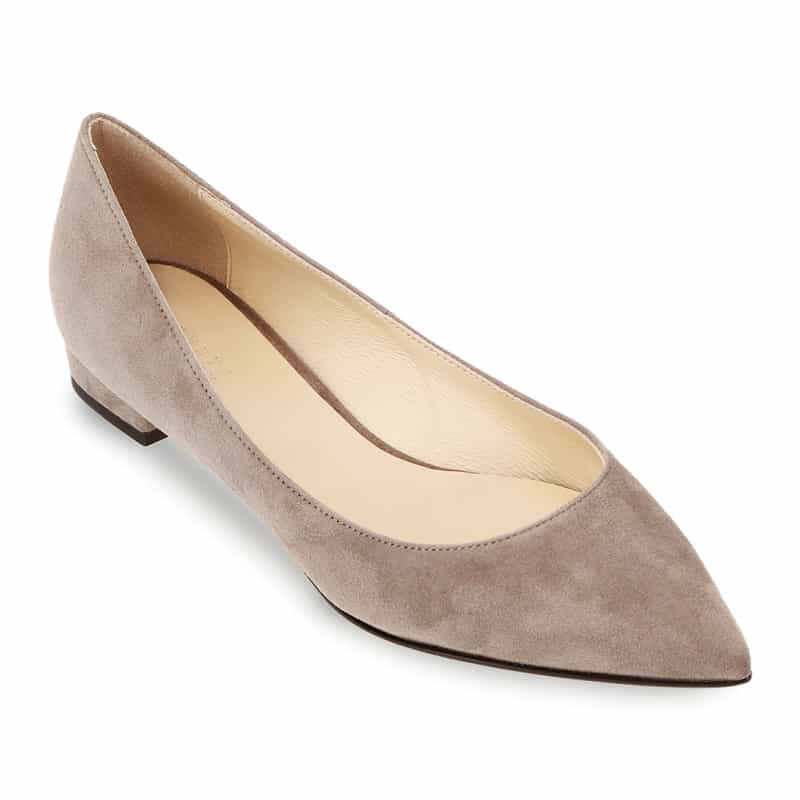 BARNEYS NEW YORK ポインテッドトゥスエードチャンキーヒールパンプス GRAY BEIGE