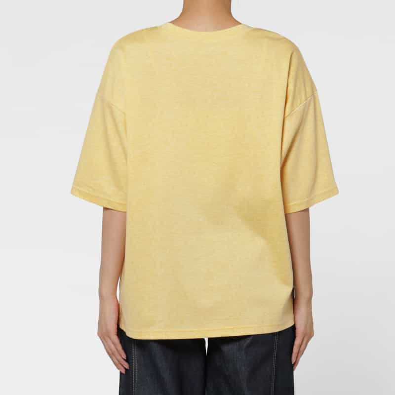 BARNEYS NEW YORK ウォッシャブル メランジ素材クルーネック カットソー LIGHT YELLOW
