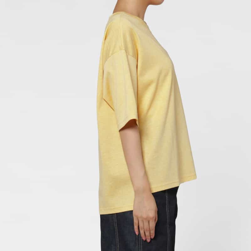 BARNEYS NEW YORK ウォッシャブル メランジ素材クルーネック カットソー LIGHT YELLOW