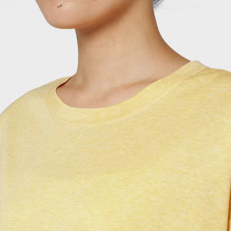 BARNEYS NEW YORK ウォッシャブル メランジ素材クルーネック カットソー LIGHT YELLOW