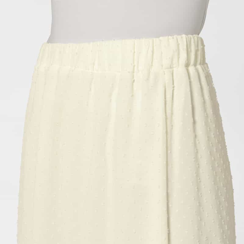 BARNEYS NEW YORK ウォッシャブル ドットカットジャカード素材フレアロングスカート IVORY